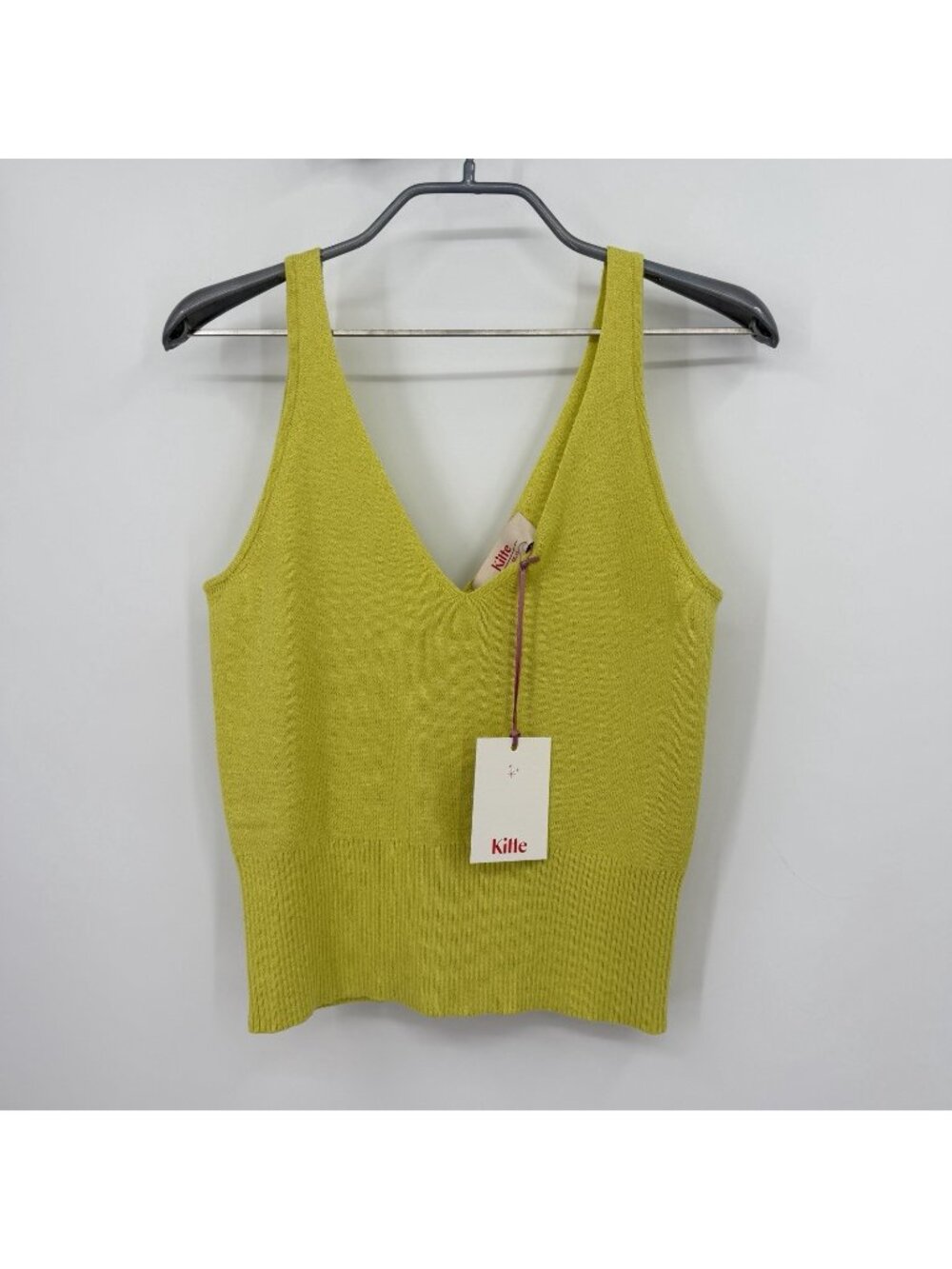 Kilte Collection Rei Tank in Lemon-Lime Cotton-Cashmere size 1/Small V-Neck Top